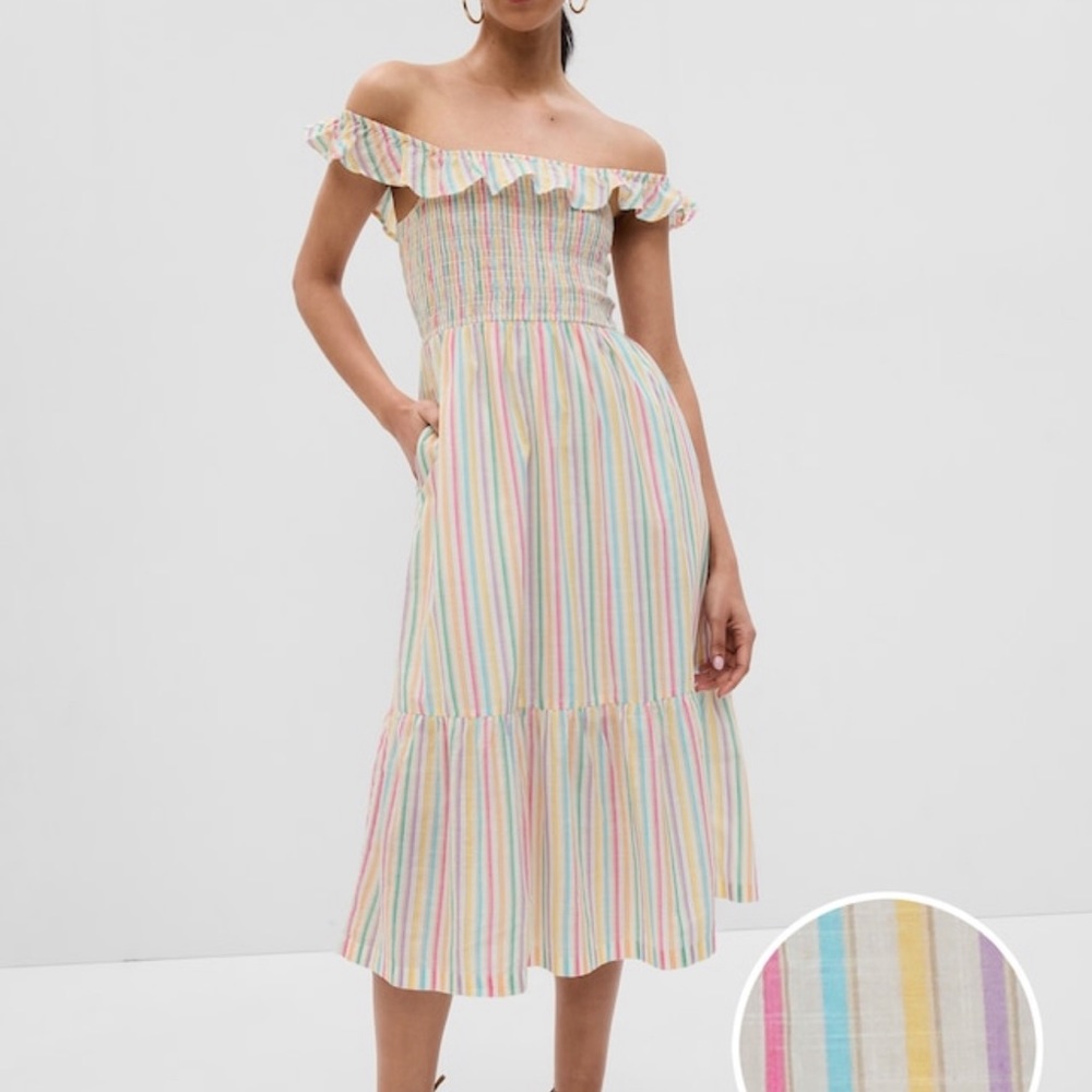 GAP ruffle neck midi dress